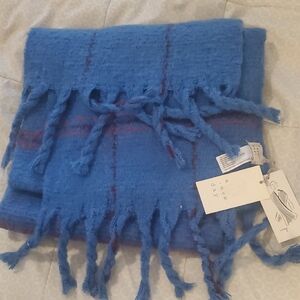 a new day Blue Fringed Scarf